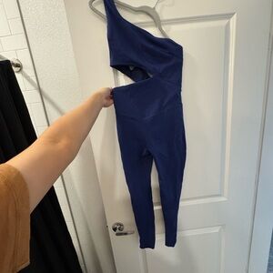 Free People Movement One-Shoulder Blue Jumpsuit